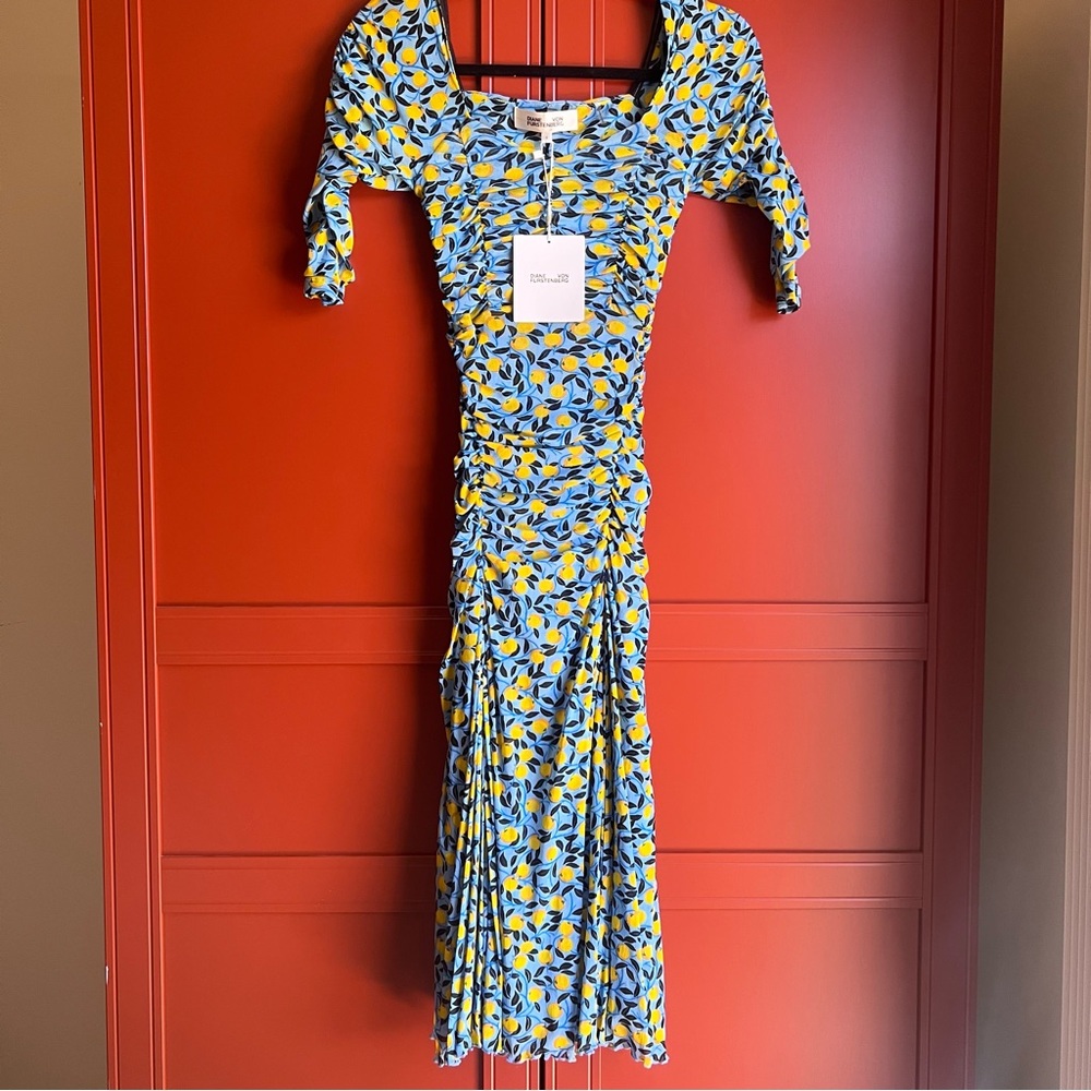Diane Von Furstenberg Dacey Ruched Mesh Midi Dress - Picture 5 of 12